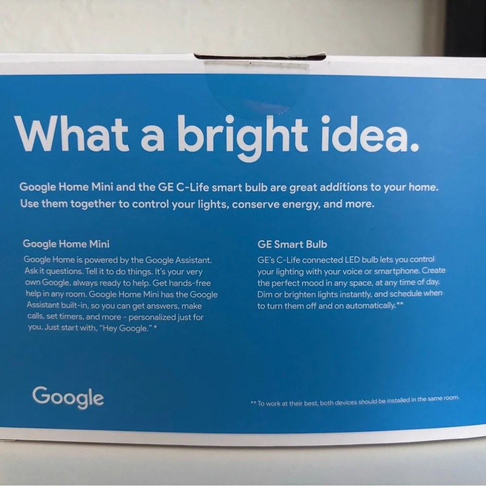 Google Home Mini with GE Smart Bulb - Gray